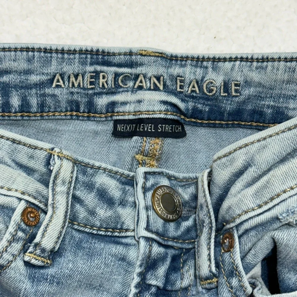 American‎ Eagle Ne(x)t Level Stretch Distressed Skinny Jeans Light Wash Size 6